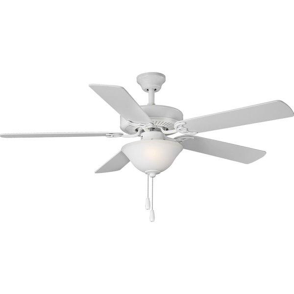 Progress Lighting AirPro Collection 52" Five-Blade Ceiling fan w/White Etched Light Kit P2599-30